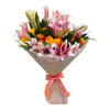 Pink Lilies & Orange Roses in ‘Floral Fantasy’