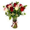 Red & Cute Pink Roses – Vase