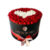 Red & White Roses in Round Box – Classic Mixed Roses Dubai