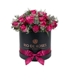 Elegant Pink Rose Hatbox Arrangement with Lavender Accents