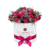 Elegant Pink Rose Hatbox Arrangement with Lavender Accents